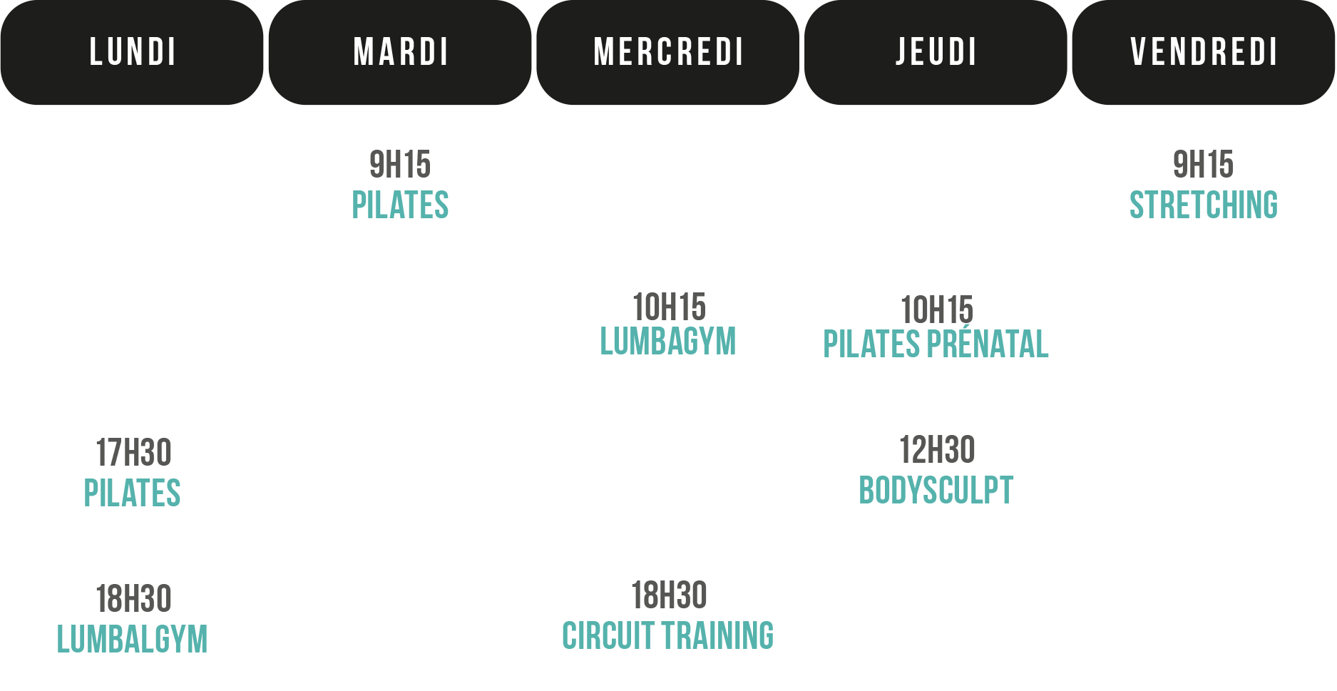 Planning 2025 - Studio ALS, Bougez mieux, Vivez mieux ! Prenez soin de votre dos, de votre posture et de votre vitalité à Antibes avec des cours de Lumbagym, Pilates prénatal et Body Form.
